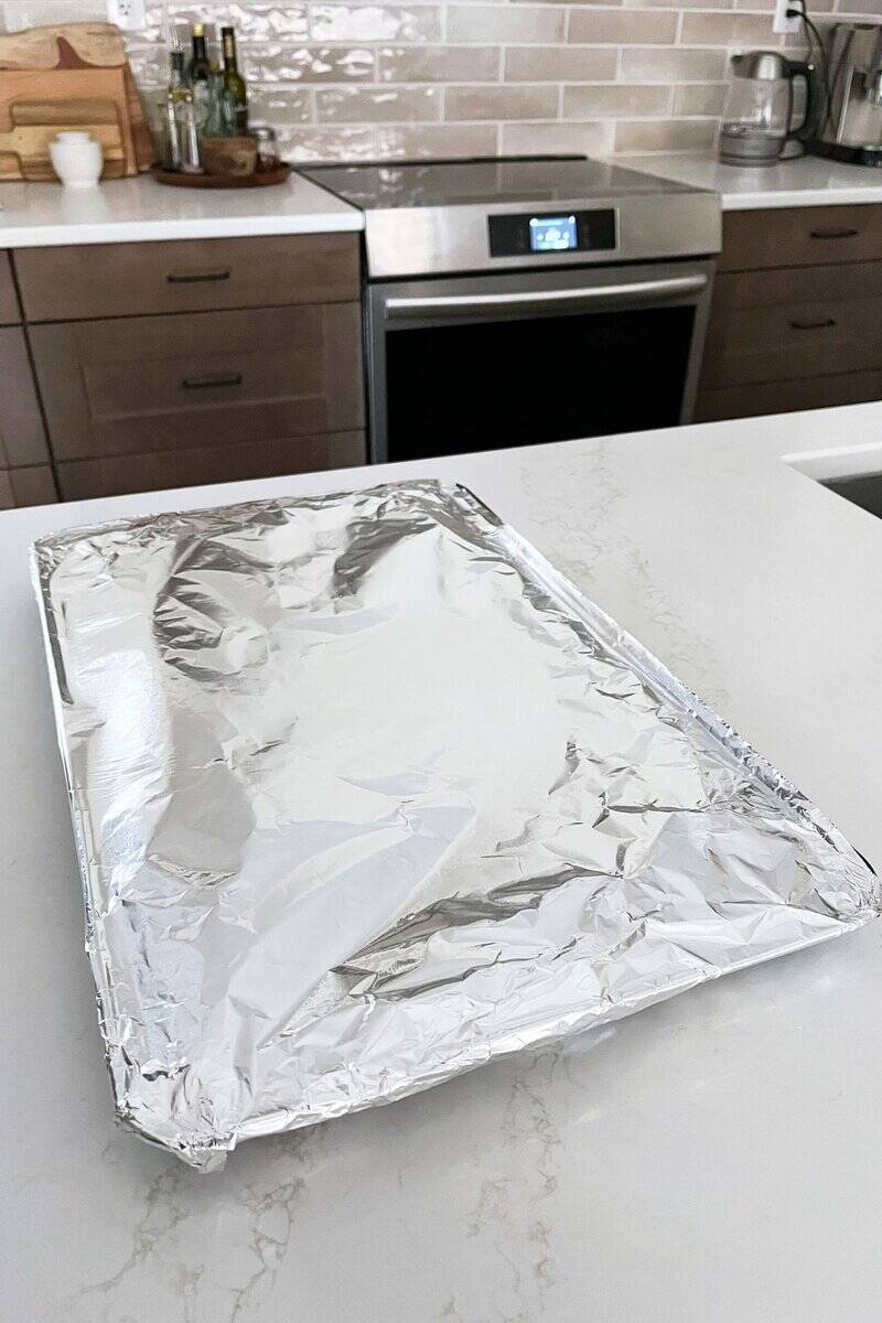 foil wrapped over baking pan.
