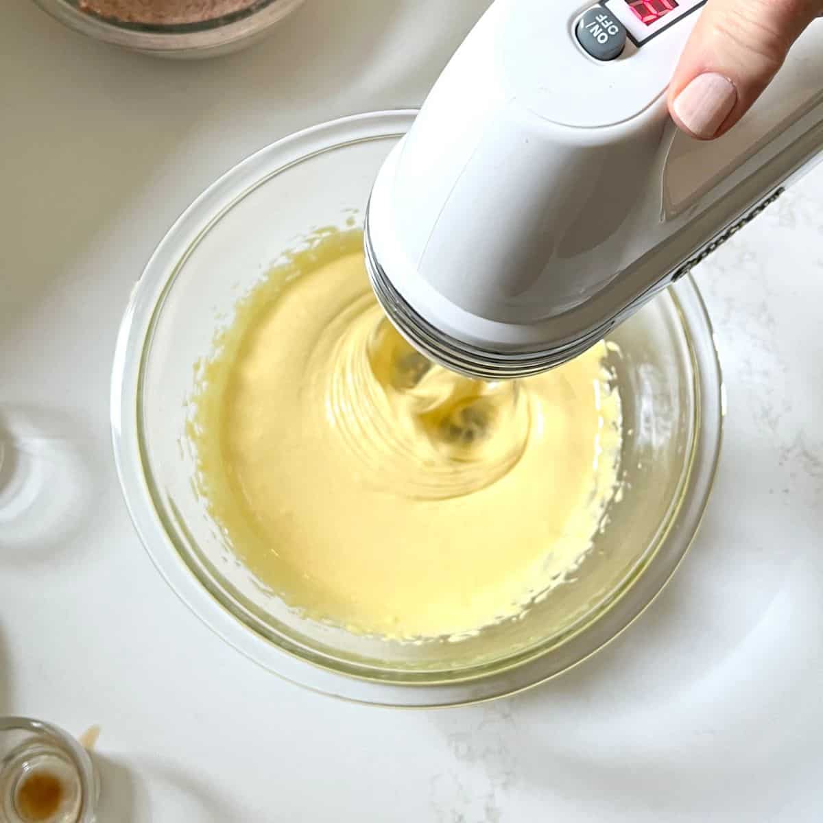 egg yolks beaten until thick and pale in color.