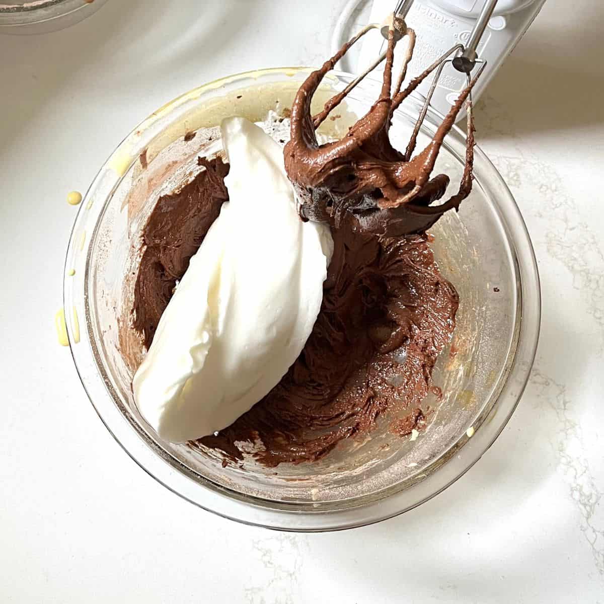 chocolate batter with some beaten egg whites dumped in.