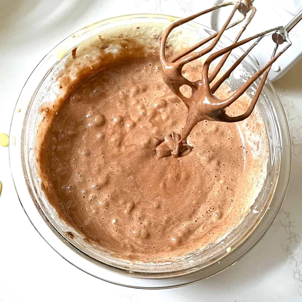 light-looking beaten chocolate batter.