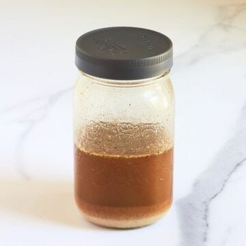 jar of brown sauce.