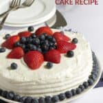 red, white, and blue round layer cake.