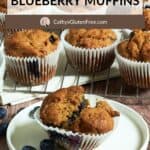 blueberry muffins with Pinterest title text.